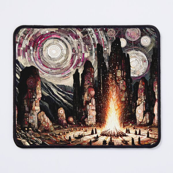 Item preview, Mesolithic Communion | Ancient Ritual Cosmic Landscape Art designed and sold by Stoneflower-Art.