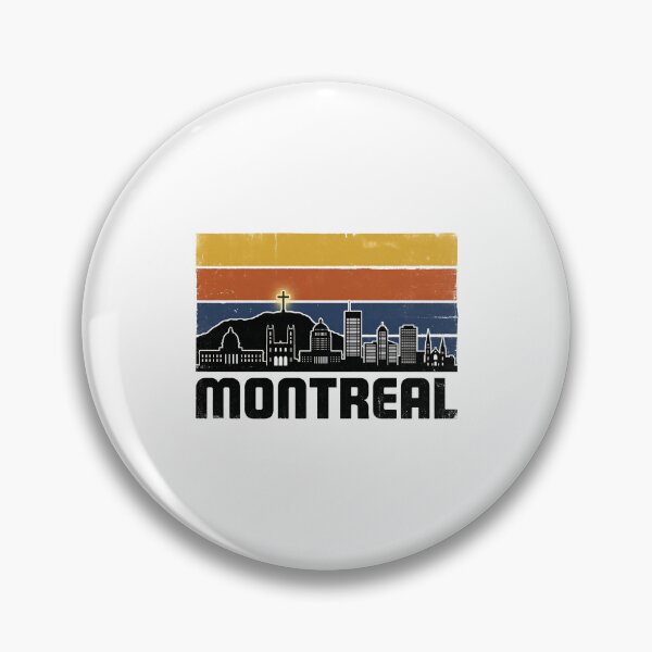 Artikelvorschau, Montreal Skyline glühendes Kreuz Retro-Sonnenuntergang-Grunge-Typografie entworfen und verkauft von Fenay Designs.