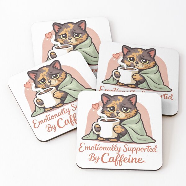 Item preview, Emotionally Supported By Caffeine Funny Cat Coffee Gift Sticker designed and sold by Gentlestate.