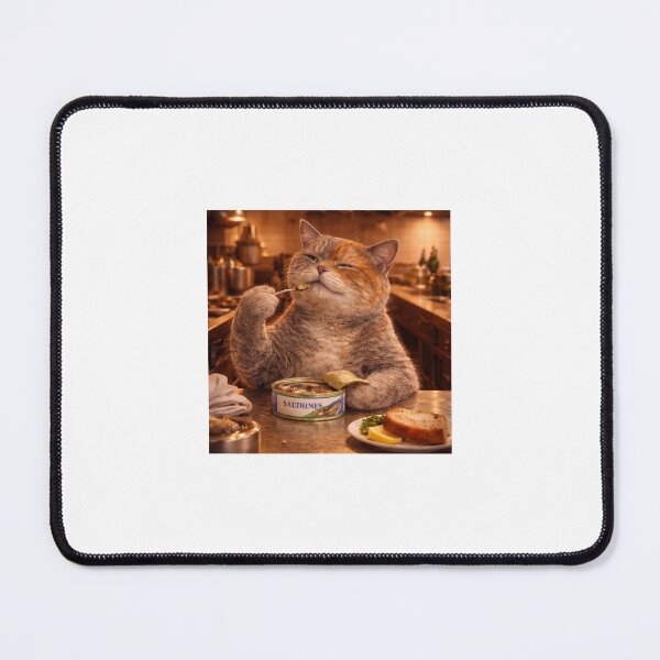 Item preview, Happy Cat Chef Tasting Sardines – Funny Food Lover Cat Art designed and sold by LovelyCatGalaxy.