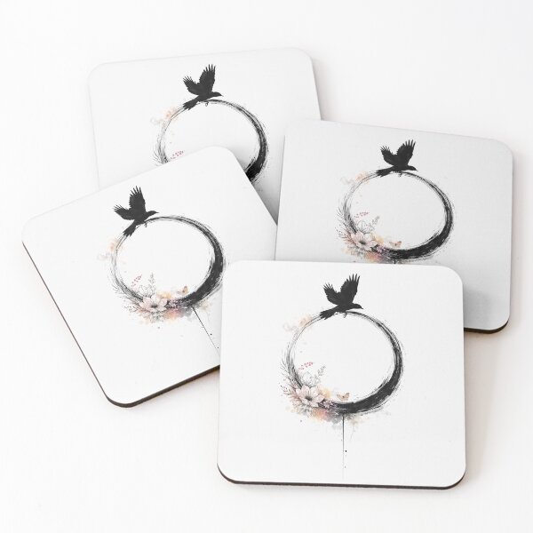 Item preview, Black Raven Enso Circle with Floral Bloom designed and sold by PixelQ.