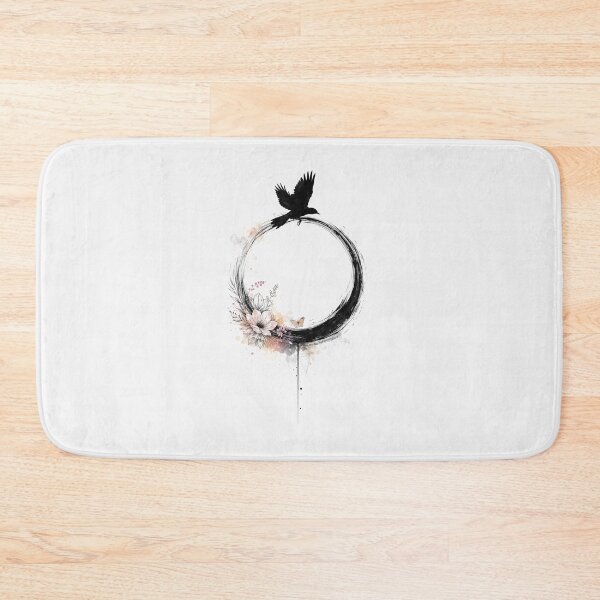 Item preview, Black Raven Enso Circle with Floral Bloom designed and sold by PixelQ.