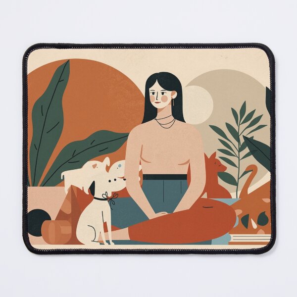 Item preview, Cozy Book teen Woman girl Mom Cat Aesthetic Relaxing Lifestyle Design Books plants selfcare abstract blob style designed and sold by VISO-art.