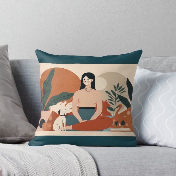 Item preview, Cozy Book teen Woman girl Mom Cat Aesthetic Relaxing Lifestyle Design Books plants selfcare abstract blob style designed and sold by VISO-art.