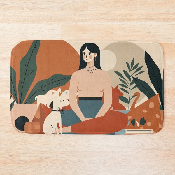 Item preview, Cozy Book teen Woman girl Mom Cat Aesthetic Relaxing Lifestyle Design Books plants selfcare abstract blob style designed and sold by VISO-art.