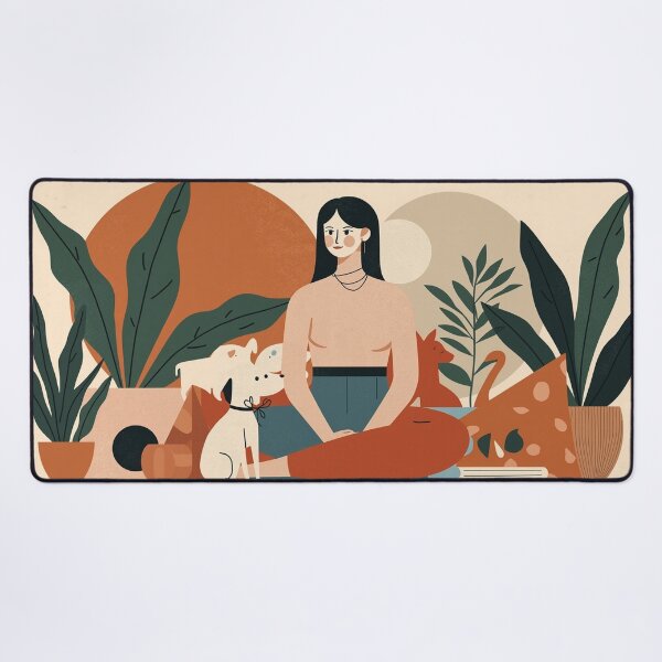 Item preview, Cozy Book teen Woman girl Mom Cat Aesthetic Relaxing Lifestyle Design Books plants selfcare abstract blob style designed and sold by VISO-art.
