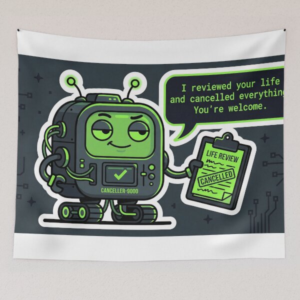 Item preview, AI Cancelled My Plans Sticker | Funny Sarcastic  Robot Tech Humor Trending 2026 Nonchalant Sticker designed and sold by ChaosAndChill.
