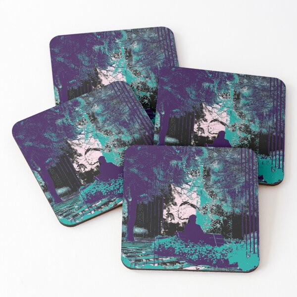 Item preview, Mystical Purple Garden Solitude / Abstract Teal Forest Night / Serene Silhouette in Neon Park designed and sold by Kantawich.
