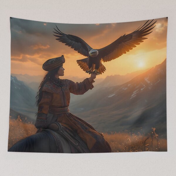 Item preview, Eagle Huntress — Epic Nomadic Art of the Sunset designed and sold by Schoenenwald - Illustrations Uniques et Originales.
