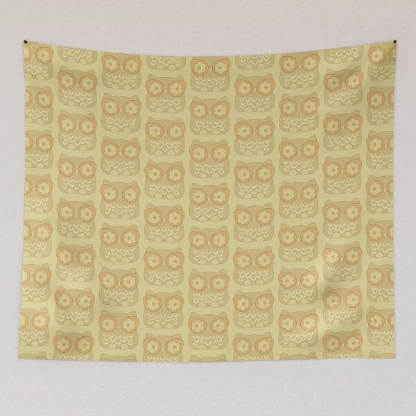 Item preview, 70s Geometric Floral Owls - e6d995 designed and sold by knitetgantt.