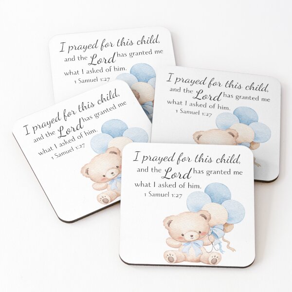 Item preview,  I Prayed For This Child Blue Teddy Bear Baby Boy| 1 Samuel 1:27  designed and sold by bible-prints.