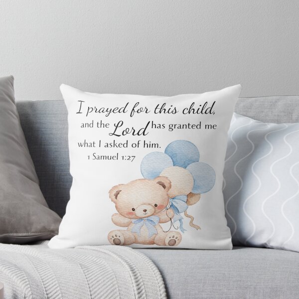 Item preview,  I Prayed For This Child Blue Teddy Bear Baby Boy| 1 Samuel 1:27  designed and sold by bible-prints.