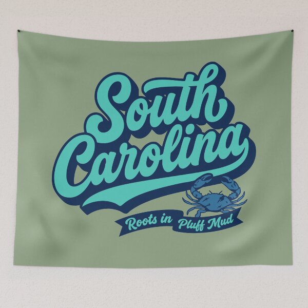 Item preview, South Carolina Roots in Pluff Mud Retro Blue Crab Lowcountry Lettering designed and sold by Cozy-Old-Pub.
