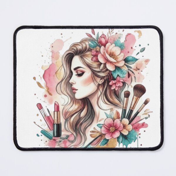 Item preview, Elegant Makeup Artist Watercolor Portrait - Beauty & Flowers designed and sold by ARYAM..