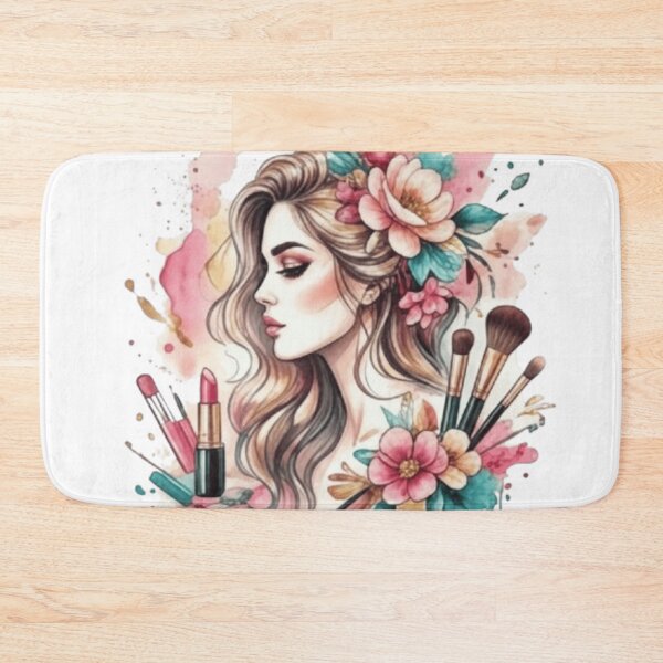 Item preview, Elegant Makeup Artist Watercolor Portrait - Beauty & Flowers designed and sold by ARYAM..