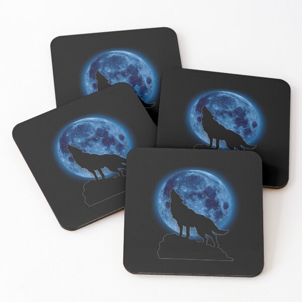 Item preview, Blue Moon Howling Wolf Silhouette Night Aesthetic  designed and sold by StyleBloomes.