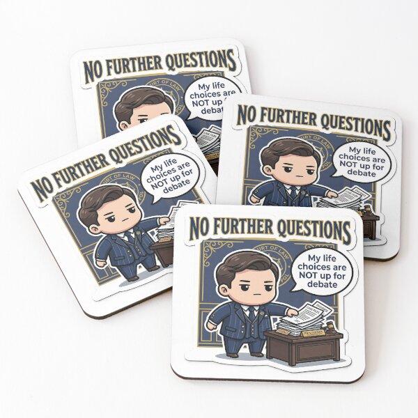 Item preview, No Further Questions Sticker | Funny Sarcastic  Lawyer Life Choices Dark Humor Nonchalant Sticker designed and sold by ChaosAndChill.