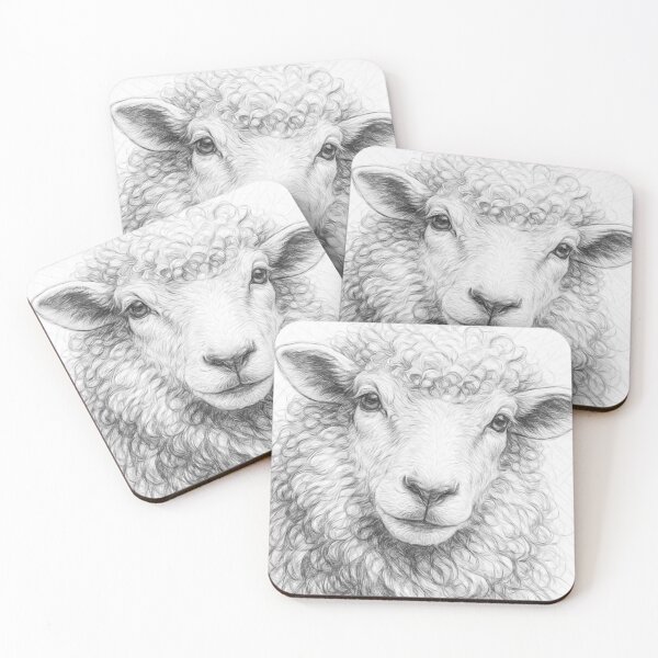 Item preview, Black and White Sheep Pencil Sketch Portrait | Realistic Farm Animal Drawing | Minimalist Rustic Countryside Art designed and sold by Leon Woods Pencil Art.