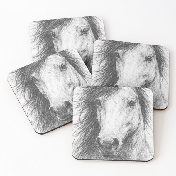 Item preview, Black and White Horse Pencil Sketch Portrait | Realistic Equine Drawing | Minimalist Farm & Equestrian Art designed and sold by Leon Woods Pencil Art.