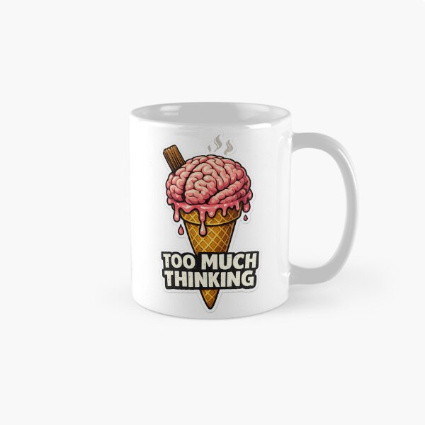 Aperçu de l'œuvre Too Much Thinking - Funny Brain Ice Cream Overthinking Sticker créée et vendue par FluffiPopo.