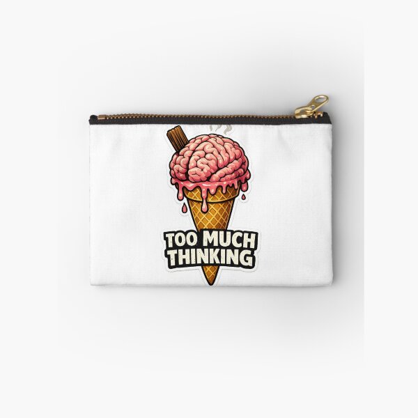 Item preview, Too Much Thinking - Funny Brain Ice Cream Overthinking Sticker designed and sold by FluffiPopo.