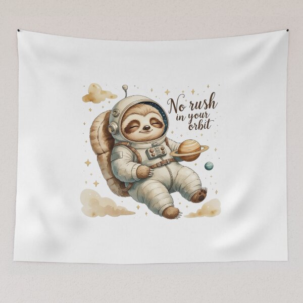 Item preview, No Rush In Your Orbit Cute Vintage Sloth Space Astronaut designed and sold by AQUILAKREO.