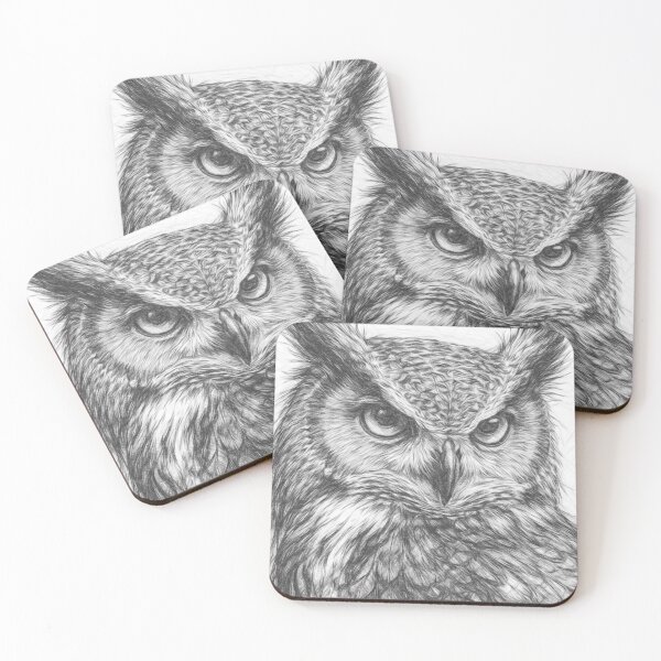 Item preview, Black and White Owl Pencil Sketch Portrait | Realistic Owl Drawing | Minimalist Woodland Wildlife Art designed and sold by Leon Woods Pencil Art.