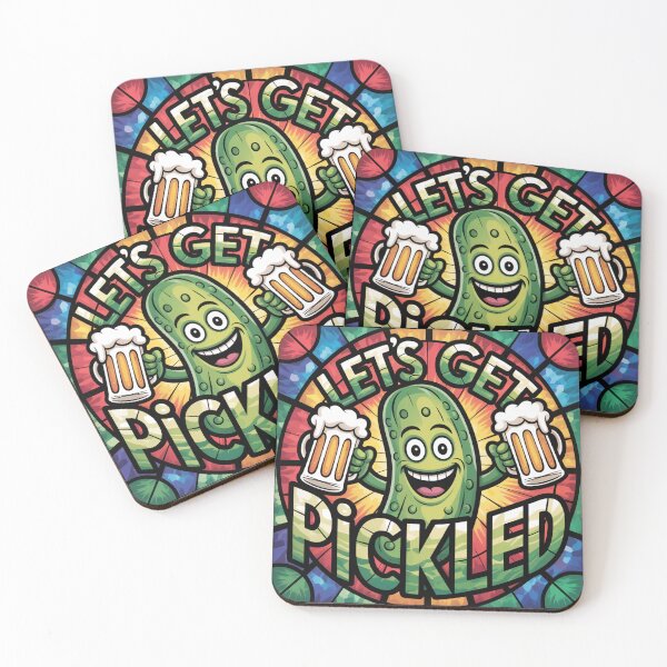 Item preview, Stained Glass Pickle Hoisting Frothy Beer Mugs designed and sold by Bloomkept.