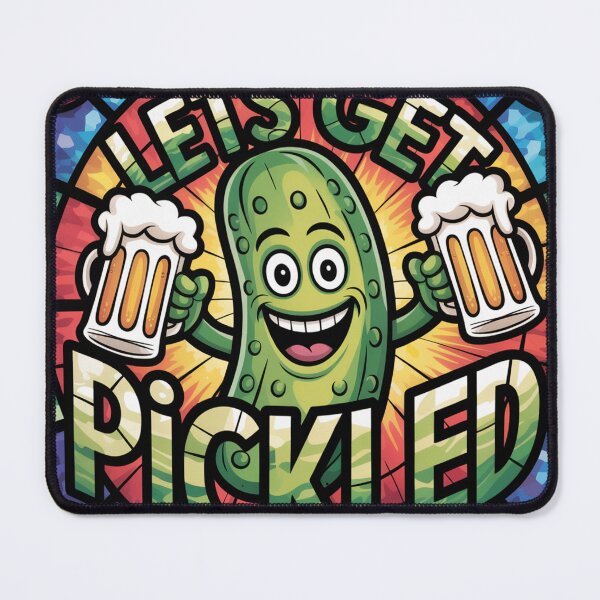 Item preview, Stained Glass Pickle Hoisting Frothy Beer Mugs designed and sold by Bloomkept.