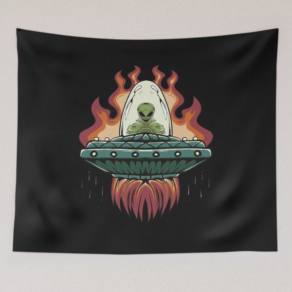 Item preview, Alien UFO Flying Saucer Space Sci Fi Fan designed and sold by GrumpySableye.