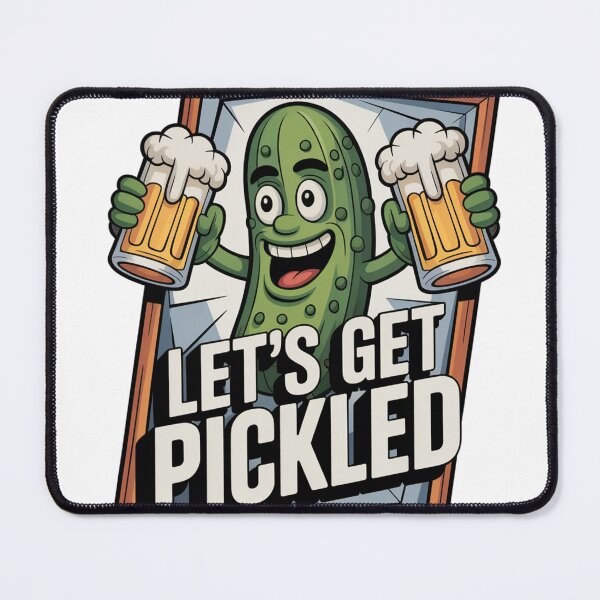 Item preview, Cubist Green Pickle Hoisting Frothy Beer Mugs designed and sold by Bloomkept.