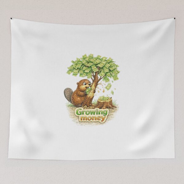 Item preview, Money Tree Beaver Sticker – Funny Growing Cash Animal Art designed and sold by Felixuss.