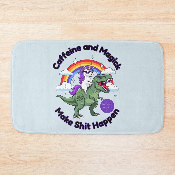 Item preview, Caffeine and Magick, Make Shit Happen Unicorn, rainbows and T-Rex designed and sold by Nightshade Pixie Creations.