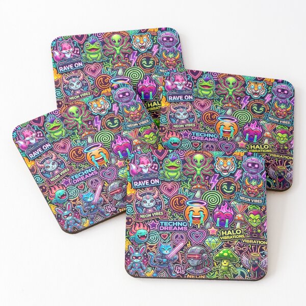 Item preview, Neon Festival Stickerbomb – Psychedelic Rave Chaos 2 designed and sold by RH Design Lab.