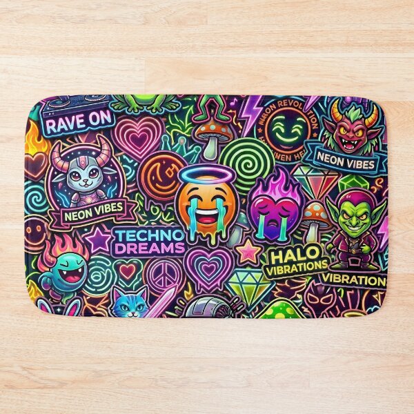 Artikelvorschau, Neon Festival Stickerbomb – Psychedelic Rave Chaos 2 entworfen und verkauft von RH Design Lab.