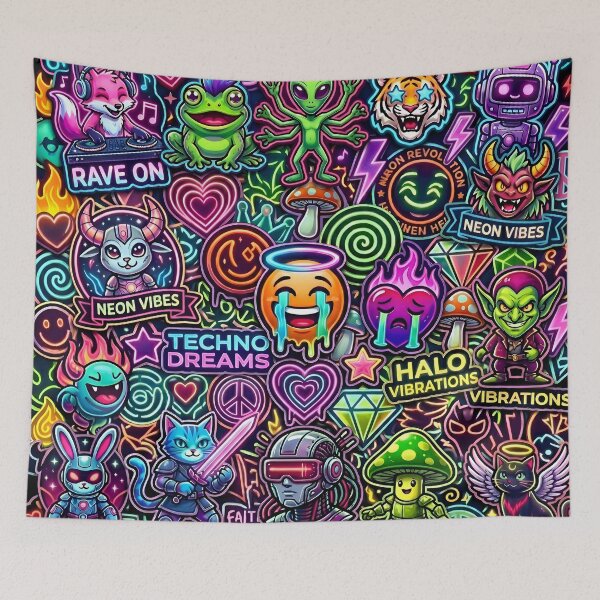 Item preview, Neon Festival Stickerbomb – Psychedelic Rave Chaos 2 designed and sold by RH Design Lab.
