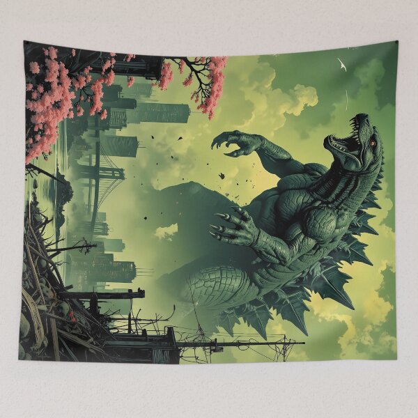 Item preview, Massive Kaiju Emerging Within Retro Futuristic City Environment designed and sold by BorgSpareParts.