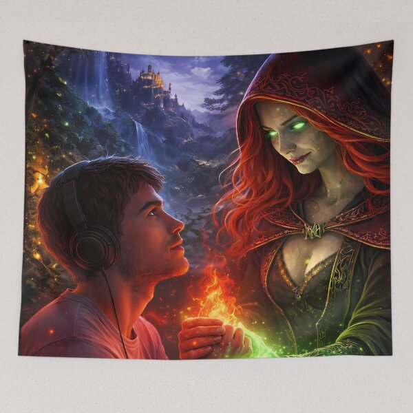 Item preview, Gamer Meets Fantasy Character Magic Scene Art designed and sold by KnitOfShadoF.