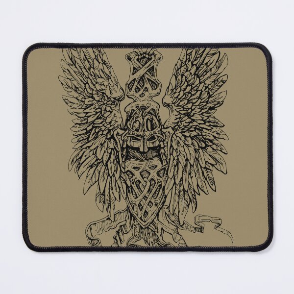 Item preview, Nordic Viking Helmet Emblem with Wings – Symmetrical Heraldic Metal Design designed and sold by JustasVebra.