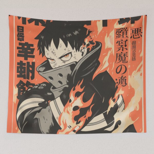 Item preview, Shinra Vintage Duotone Poster  designed and sold by AnimeArsenalPrints.