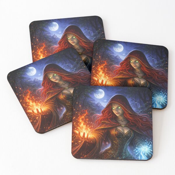 Item preview, Fire and Water Mage Fantasy Magic Art designed and sold by KnitOfShadoF.