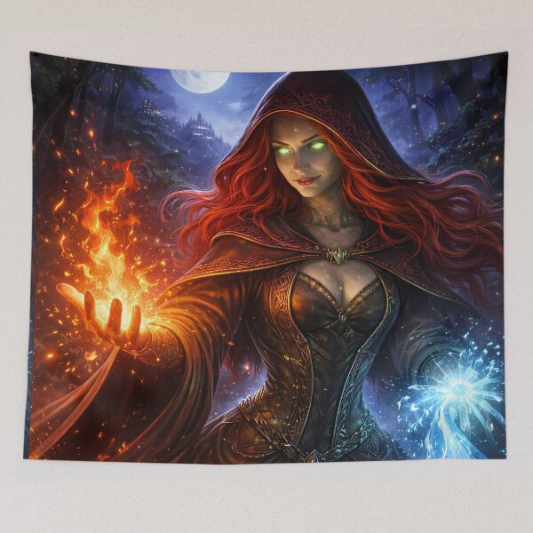 Item preview, Fire and Water Mage Fantasy Magic Art designed and sold by KnitOfShadoF.