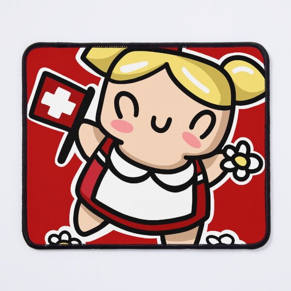 Item preview, Heidi Swiss kawaii girl Switzerland flag - stickers and clothing designed and sold by sianelliot.