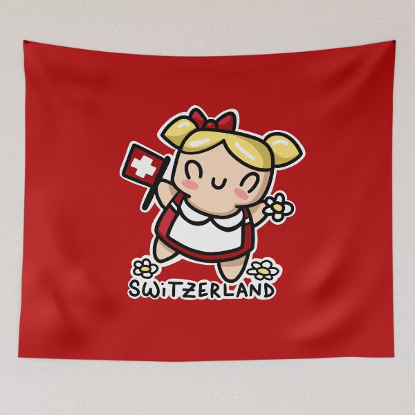 Item preview, Heidi Swiss kawaii girl Switzerland flag - stickers and clothing designed and sold by sianelliot.
