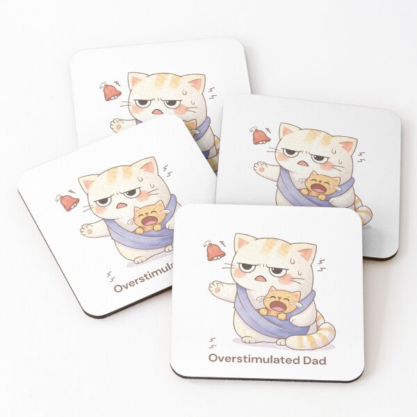 Item preview, Overstimulated Dad Cat | Cute Kawaii Aesthetic | Funny Fatherhood Stress Design designed and sold by The Mood Index.