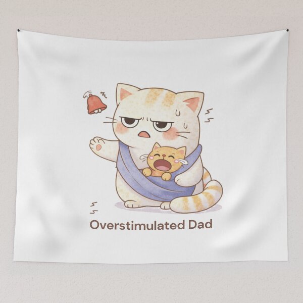 Item preview, Overstimulated Dad Cat | Cute Kawaii Aesthetic | Funny Fatherhood Stress Design designed and sold by The Mood Index.