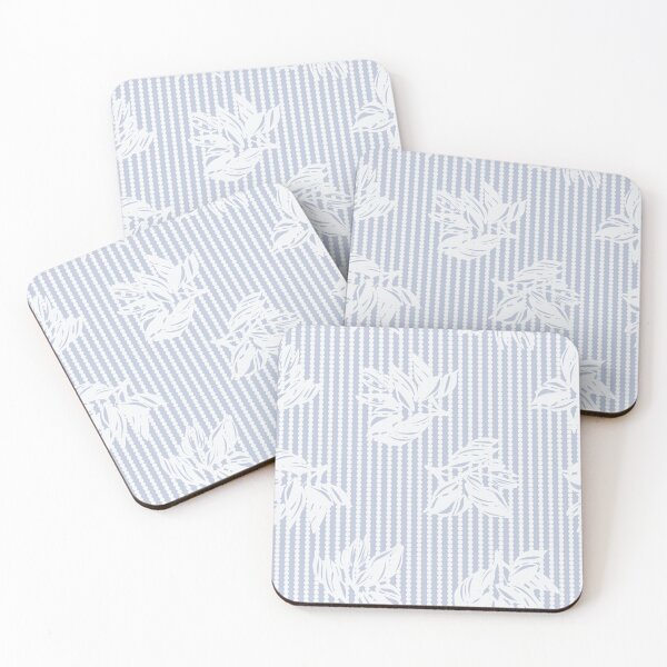 Item preview, Soft Blue Botanical Leaf & Pearl Dotted Stripe Pattern designed and sold by Artsy Corner.