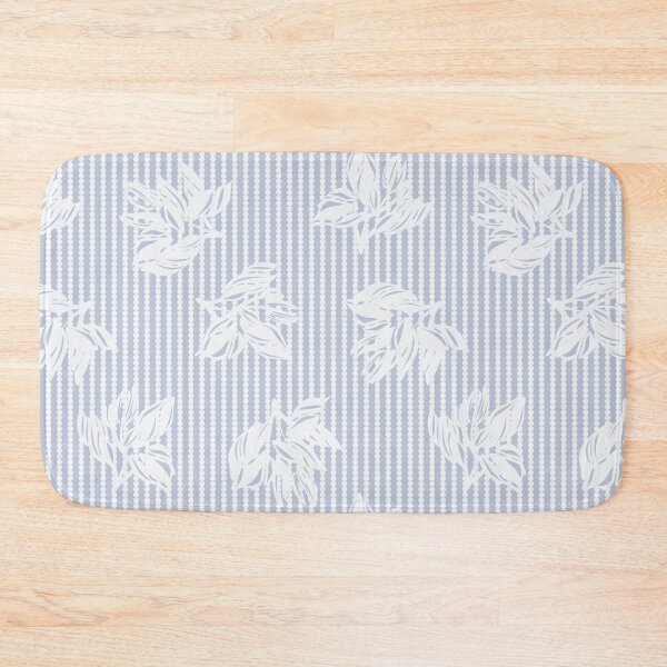 Item preview, Soft Blue Botanical Leaf & Pearl Dotted Stripe Pattern designed and sold by Artsy Corner.
