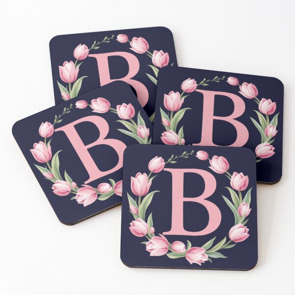 Item preview, Letter B Floral Monogram with Pink Tulips designed and sold by roxysnextgenart.