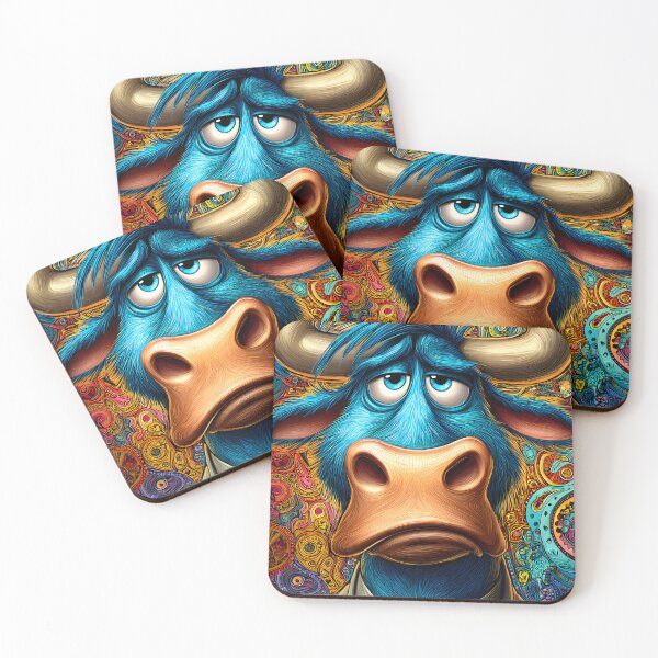 Item preview, Blue Bull in Suit with Abstract Colorful Background designed and sold by Artessie.